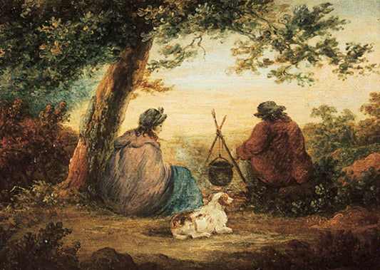 Gypsy Camp, vintage artwork by George Morland, 12x8" (A4) Poster