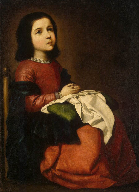 Childhood of the Virgin, vintage artwork by Francisco de Zurbarán, 12x8" (A4) Poster
