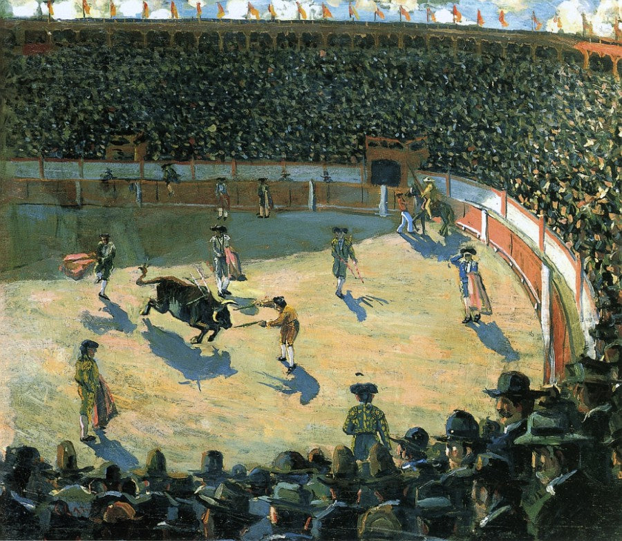 The Bullfight, vintage artwork by Ernest Lawson, 12x8" (A4) Poster