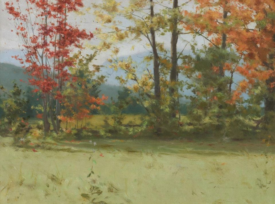 Landscape With Autumn Tints, vintage artwork by George Agnew Reid, 12x8" (A4) Poster