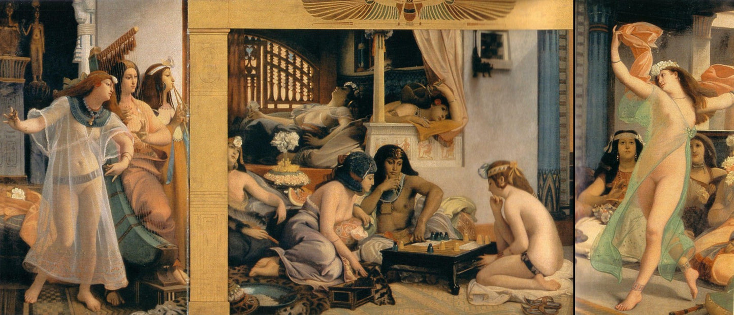 Ramses in his Harem - Dance (Detail), vintage artwork by Jean-Jules-Antoine Lecomte du Nouÿ, 12x8" (A4) Poster
