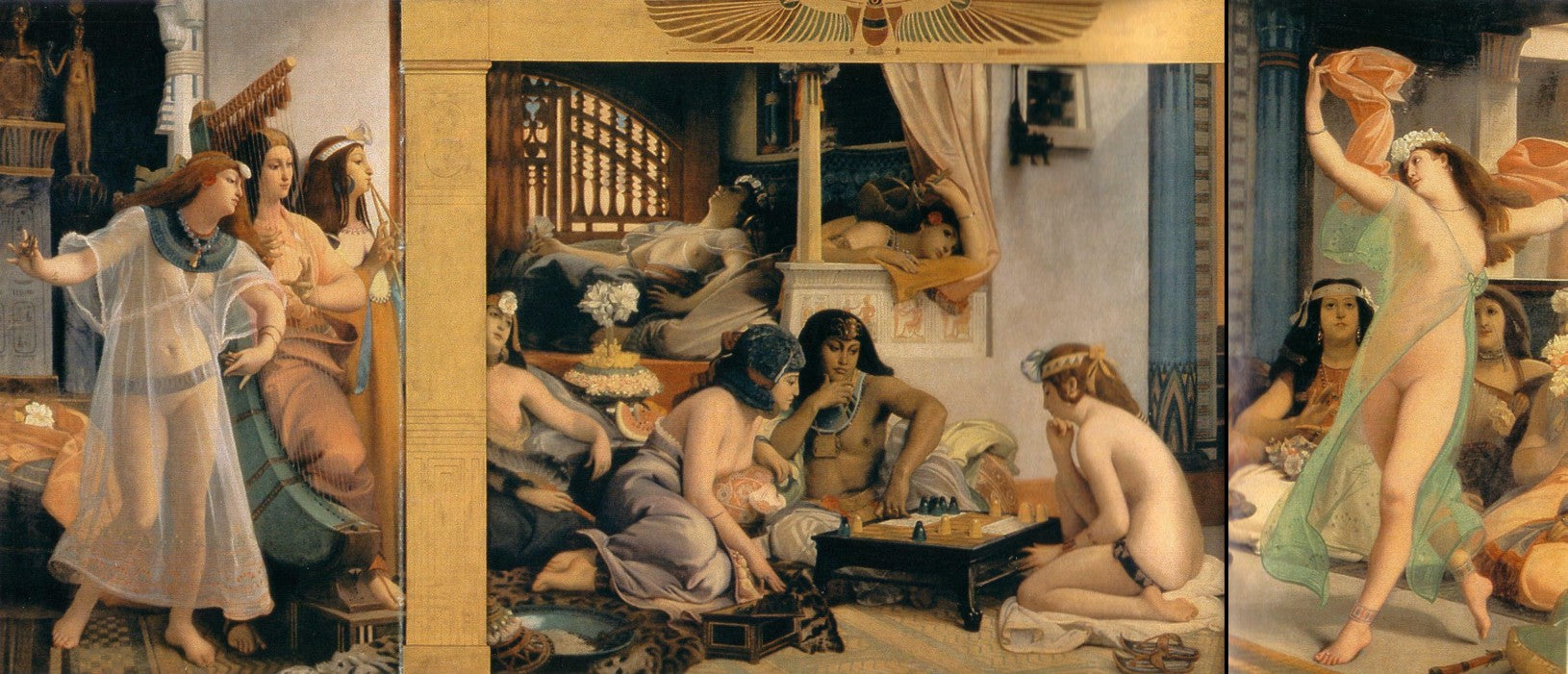 Ramses in his Harem - Dance (Detail), vintage artwork by Jean-Jules-Antoine Lecomte du Nouÿ, 12x8" (A4) Poster
