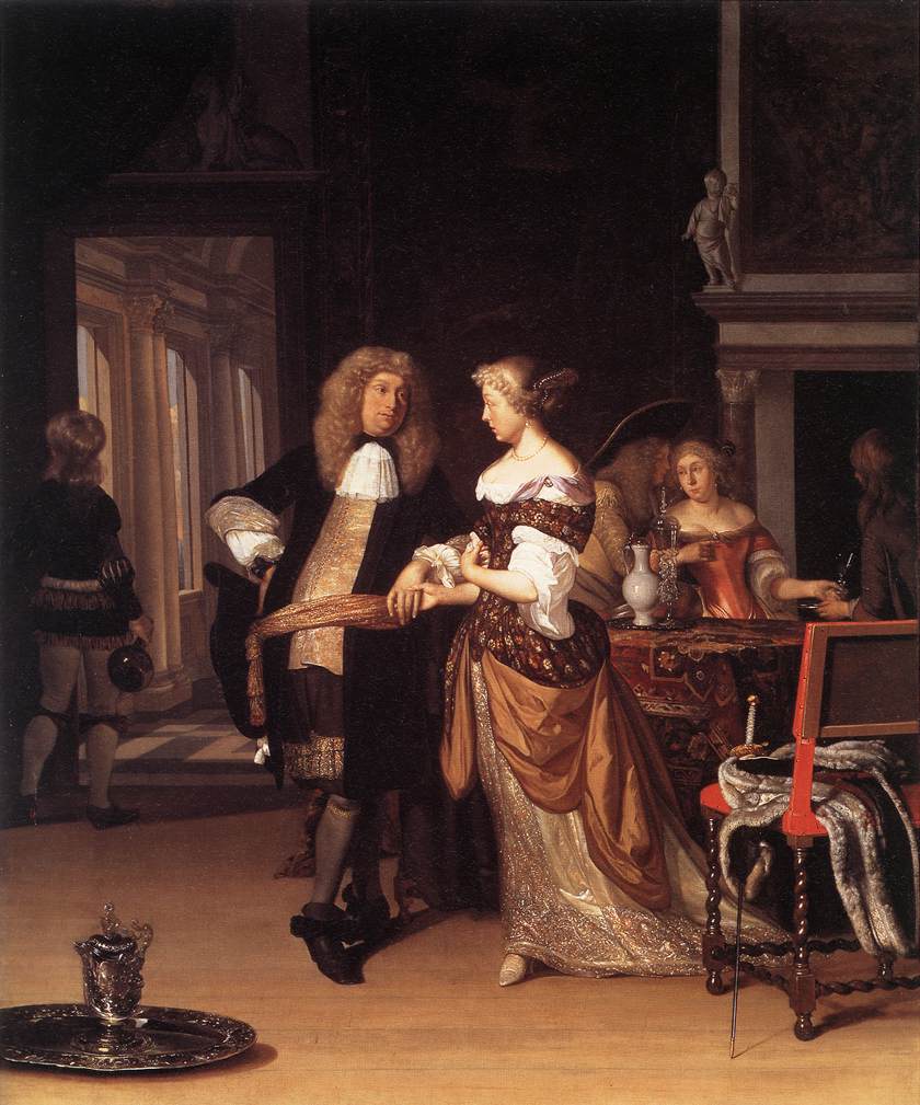 Elegant Couple in an Interior, vintage artwork by Eglon Hendrick van der Neer, 12x8" (A4) Poster