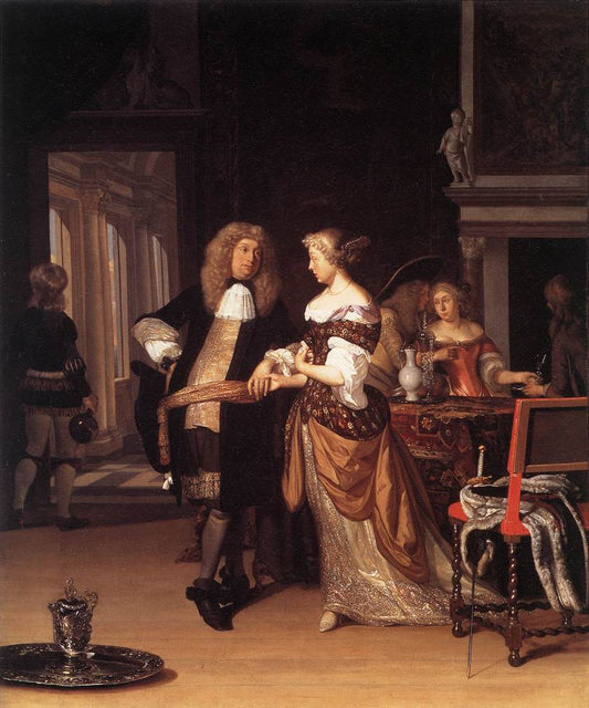 Elegant Couple in an Interior, vintage artwork by Eglon Hendrick van der Neer, 12x8" (A4) Poster