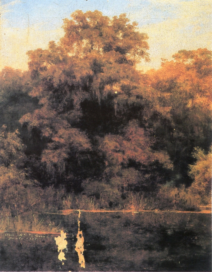 Ahuehuetes de Chapultepec, vintage artwork by Jose María Velasco, 12x8" (A4) Poster