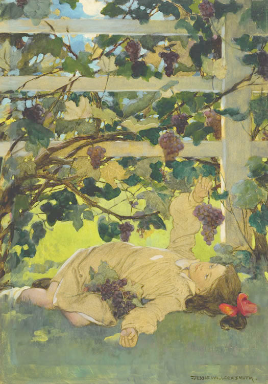 SHE KNEW SHE COULD EAT ONE WHENEVER SHE WANTED TO, SO SHE WAS IN NO HURRY, vintage artwork by Jessie Willcox Smith, 12x8" (A4) Poster