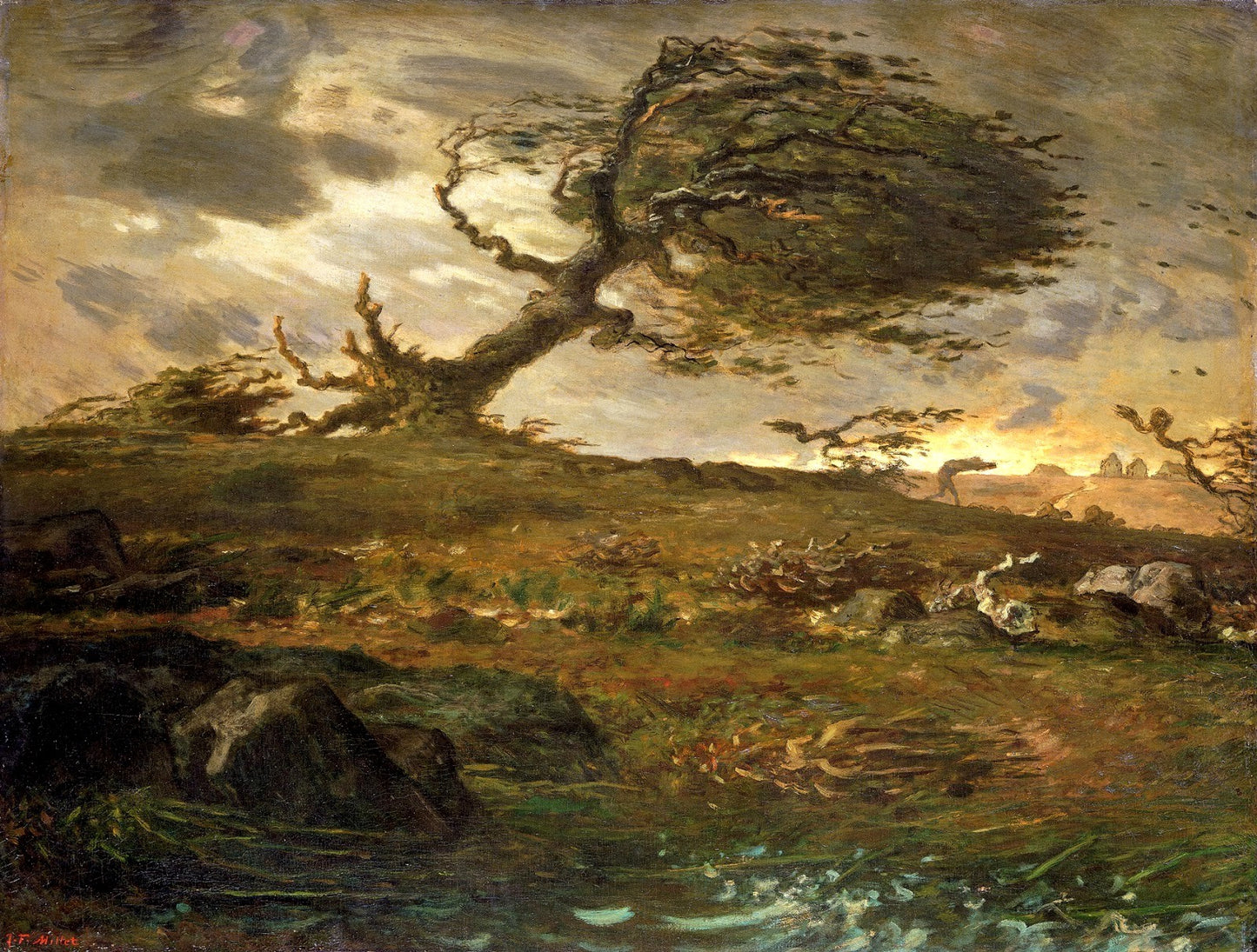 The Gust of Wind, vintage artwork by Jean-François Millet, A3 (16x12") Poster Print