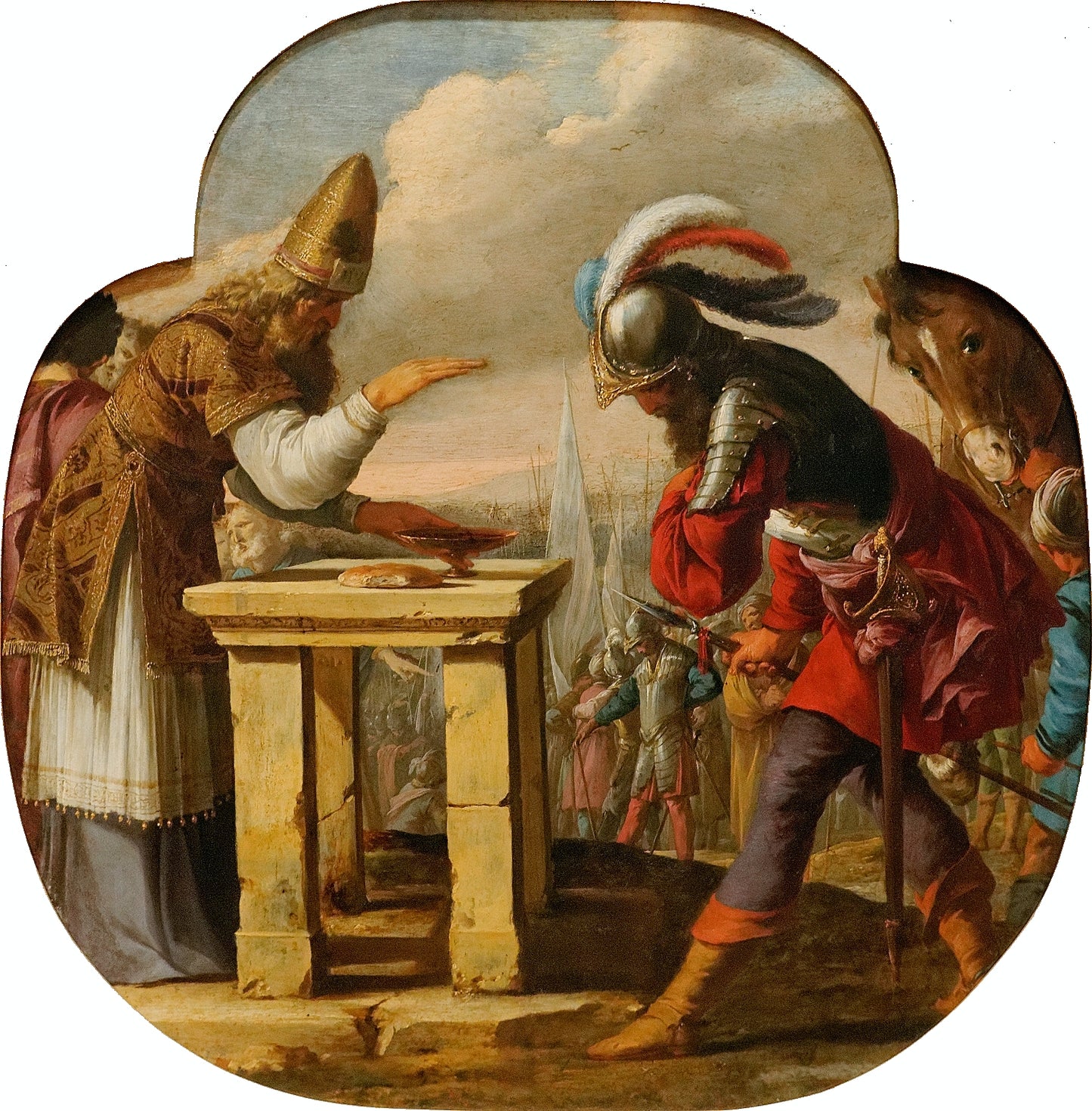 The Meeting of Abraham and Melchizedek, vintage artwork by Laurent de La Hyre, 12x8" (A4) Poster