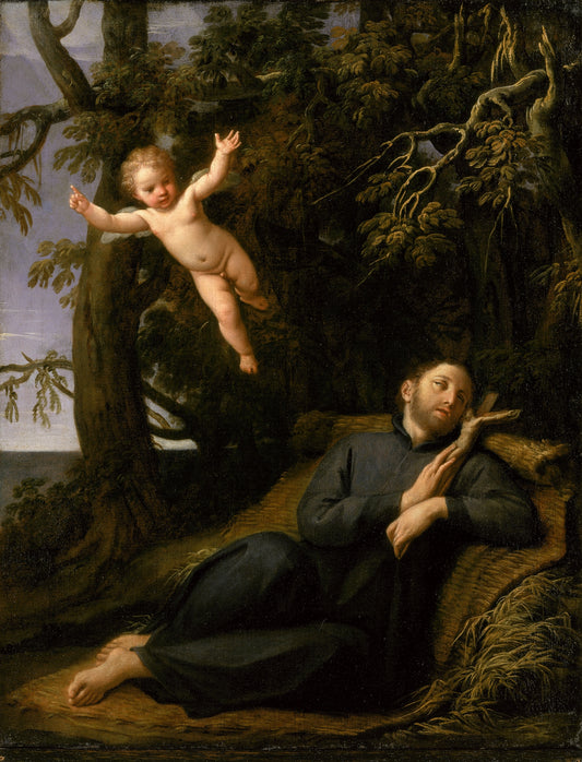 St. Francis de Sales in the Desert, vintage artwork by Marcantonio Franceschini, 12x8" (A4) Poster