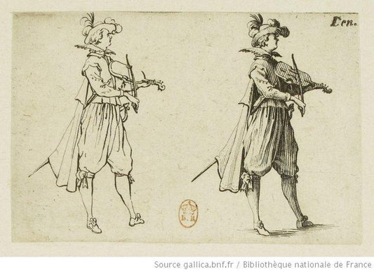 Violonist, vintage artwork by Jacques Callot, 12x8" (A4) Poster