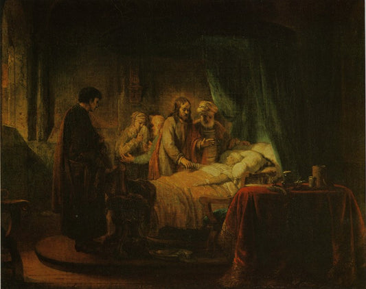 The Resurrection of Jairus' Daughter, vintage artwork by Gerbrand van den Eeckhout, 12x8" (A4) Poster