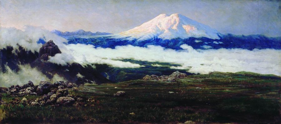Mount Elbrus, vintage artwork by Nikolai Aleksandrovich Yaroshenko, 12x8" (A4) Poster