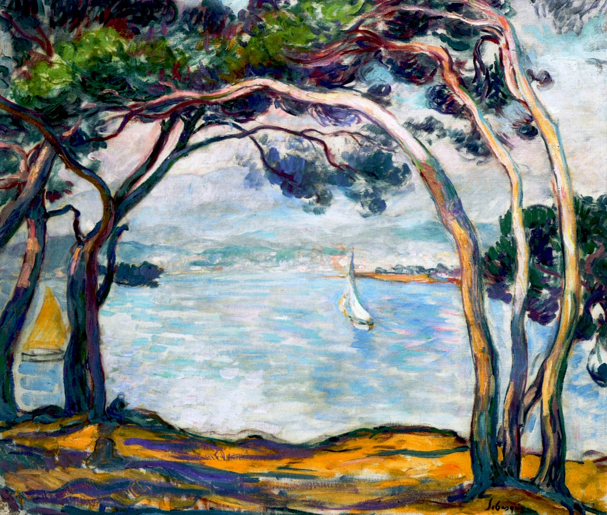 by  the Sea near Antibes, vintage artwork by Henri Lebasque, 12x8" (A4) Poster