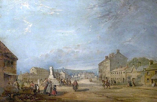 Buxton Market Place, Derby shire, vintage artwork by Godfrey Sykes, 12x8" (A4) Poster