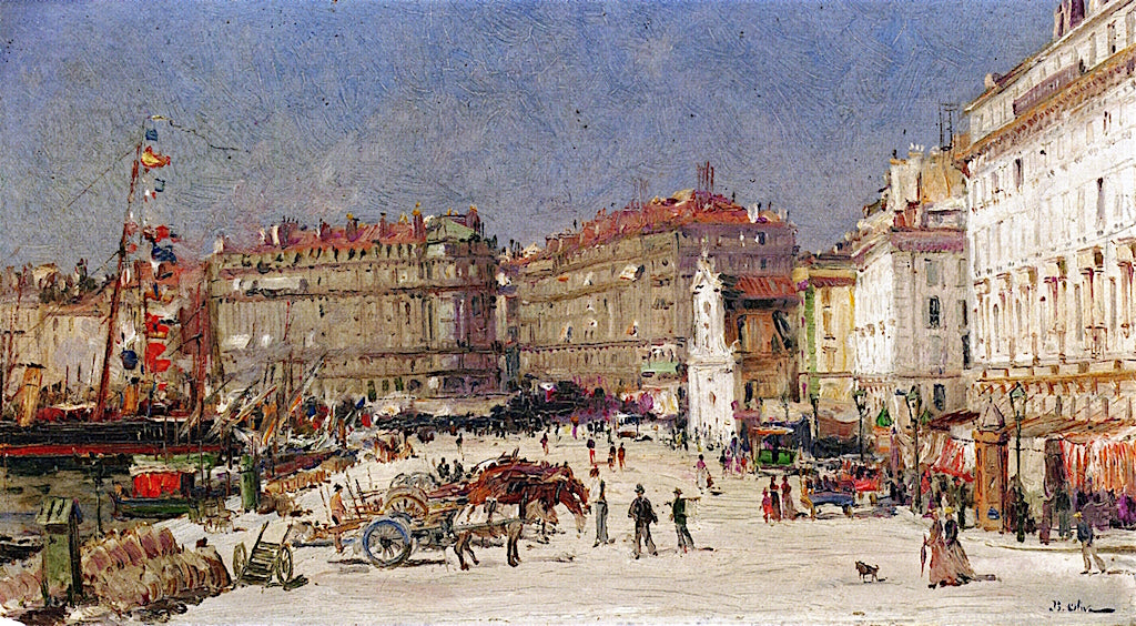 The Port of Marseille, vintage artwork by Jean-Baptiste Olive, 12x8" (A4) Poster