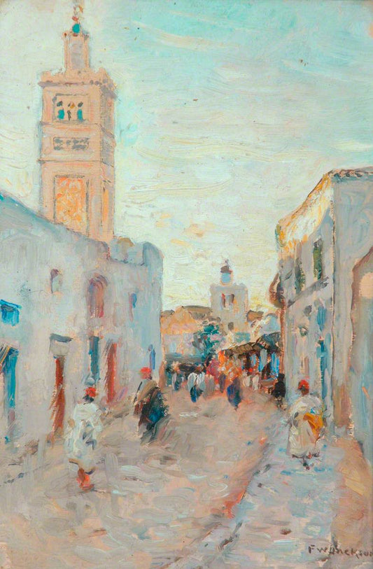 Oriental Street Scene, vintage artwork by Frederick William Jackson, 12x8" (A4) Poster