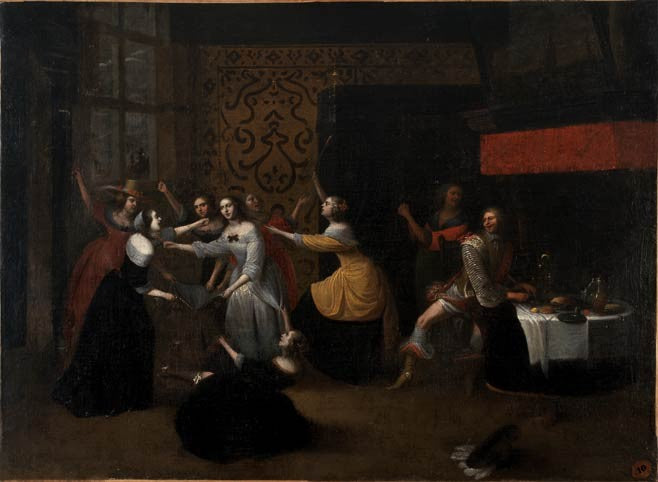 Game of "Main chaude", vintage artwork by Hieronymus Janssens, 12x8" (A4) Poster
