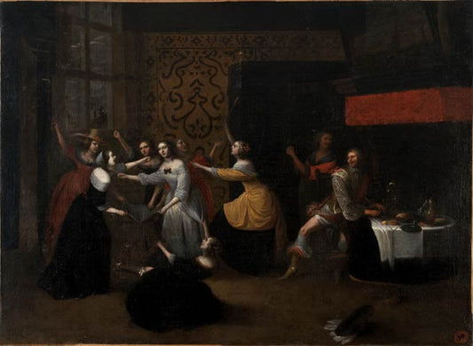Game of "Main chaude", vintage artwork by Hieronymus Janssens, 12x8" (A4) Poster