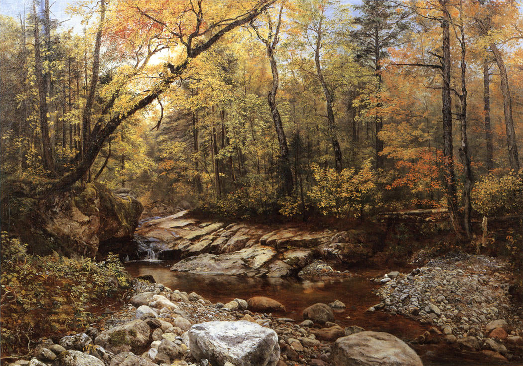 Brook in Autumn, Keene Valley, Adirondacks, vintage artwork by John Lee Fitch, 12x8" (A4) Poster