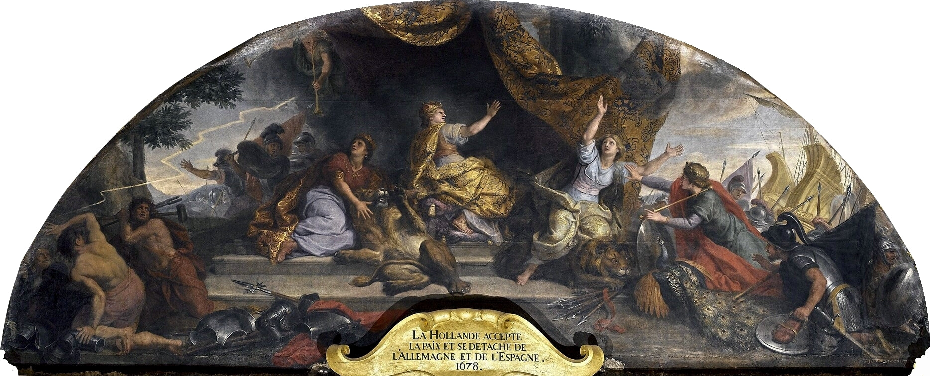 Hall of Mirrors 29 - Holland Accepts Peace and Detaches Herself from the Holy Roman Empire, vintage artwork by Charles Le Brun, 12x8" (A4) Poster