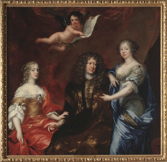 Bengt of Åminne with his two wives Margaretha Sparre and Ingeborg Baner, vintage artwork by David Klocker Ehrenstrahl, 12x8" (A4) Poster