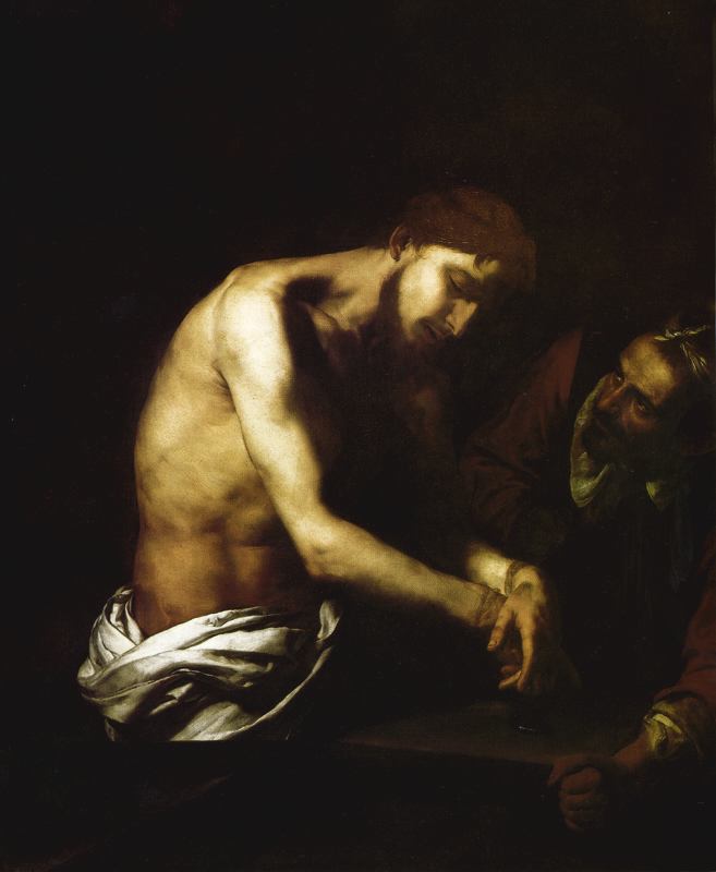 Flagellation of Christ, vintage artwork by Jusepe de Ribera, 12x8" (A4) Poster