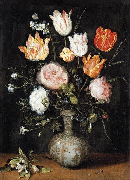 Still-Life of Flowers, vintage artwork by Jan Brueghel the Younger, 12x8" (A4) Poster