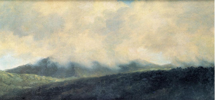 Rocca di Papa under Clouds, vintage artwork by Pierre-Henri de Valenciennes, 12x8