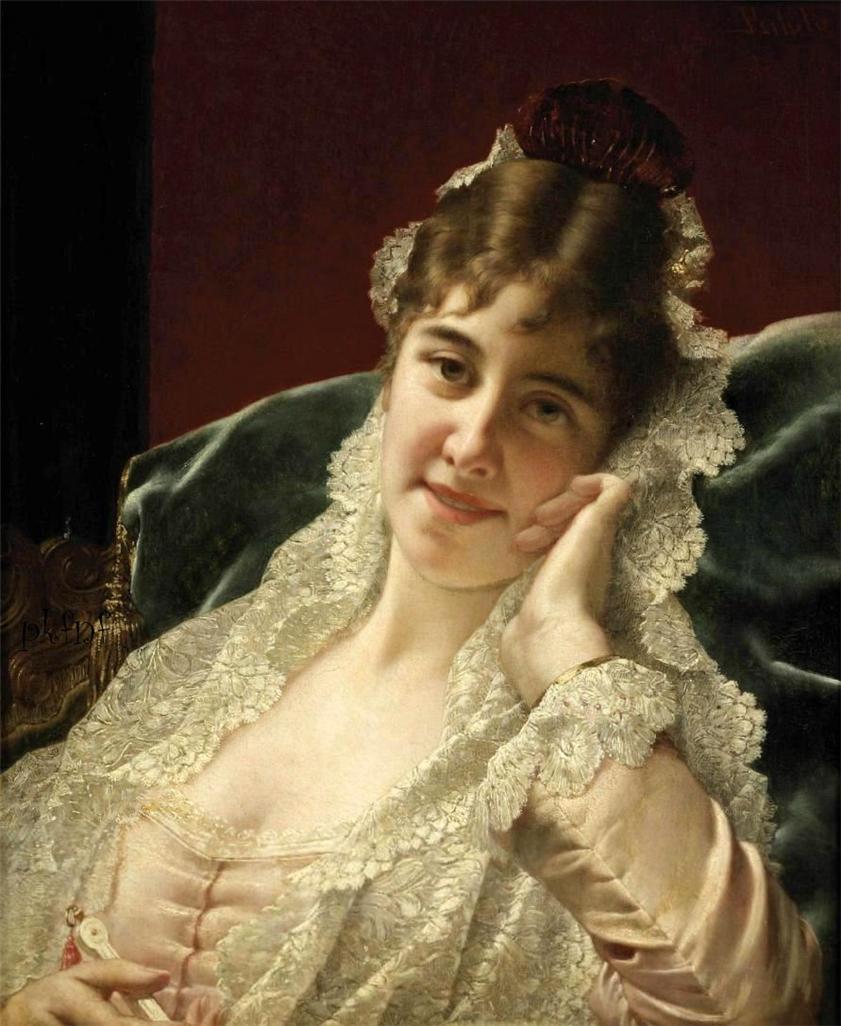 An Alluring Glance, vintage artwork by Jan Frederik Pieter Portielje, 12x8" (A4) Poster