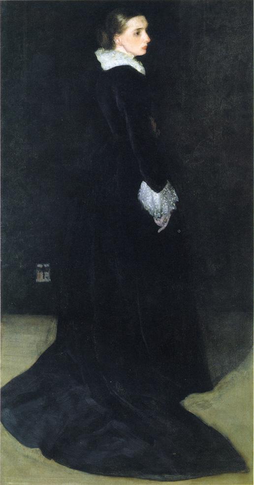 Arrangement in Black, No. 2: Portrait of Mrs. Louis Huth, vintage artwork by James Abbott McNeill Whistler, 12x8" (A4) Poster