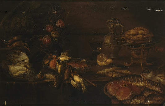 Fish and Game, vintage artwork by Alexander Adriaenssen, 12x8" (A4) Poster