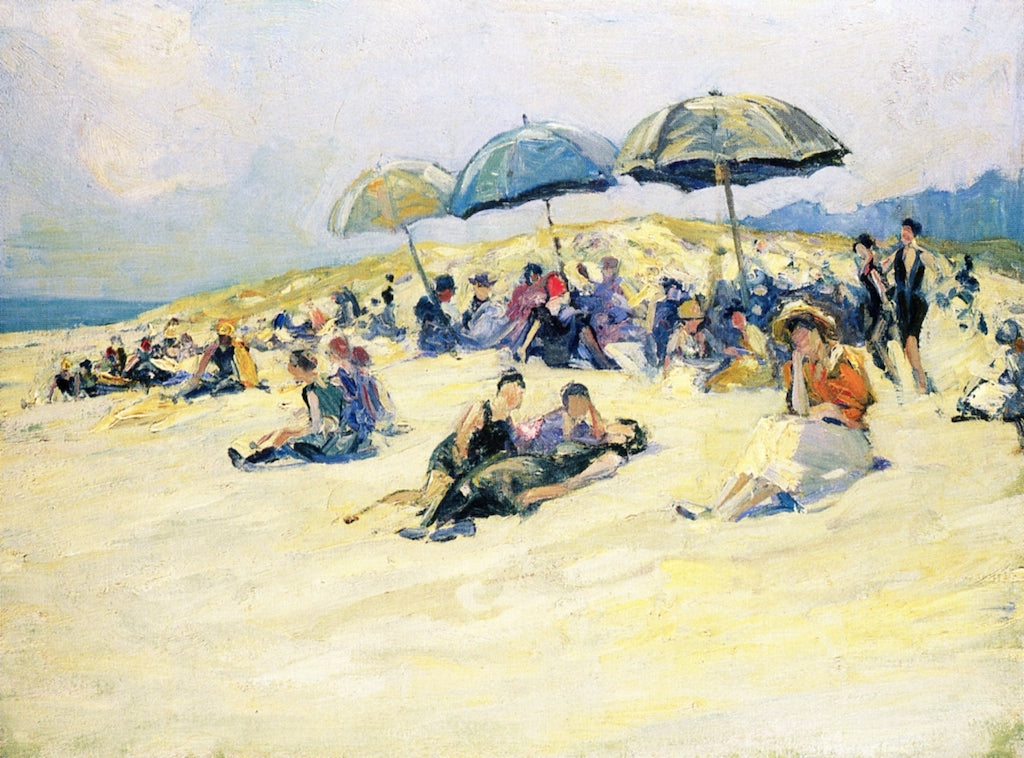 Three Umbrellas, vintage artwork by Charles H. Woodbury, 12x8" (A4) Poster