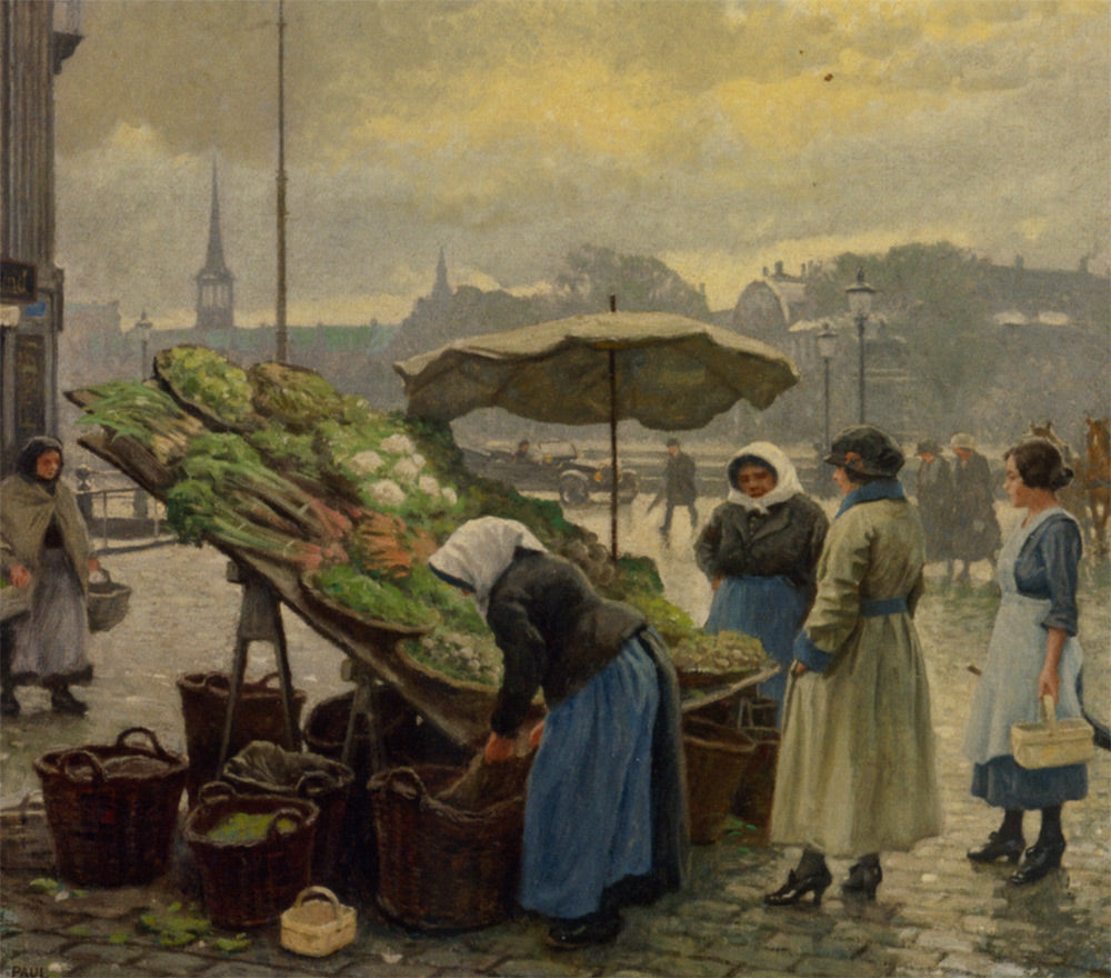At the Vegetable Market by Paul-Gustave Fischer,A3(16x12")Poster