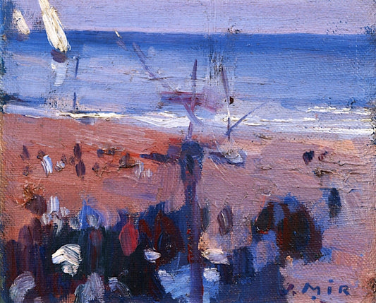 Boats on the Beach, vintage artwork by Joaquin Mir  Trinxet, 12x8" (A4) Poster