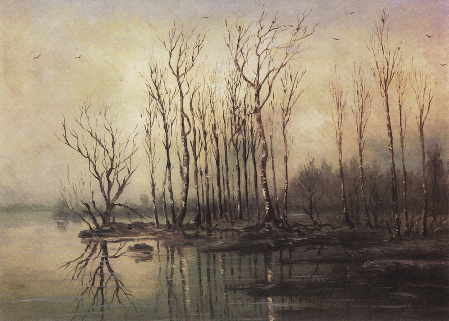 Early Spring. Flood, vintage artwork by Alexei Kondratyevich Savrasov, 12x8" (A4) Poster