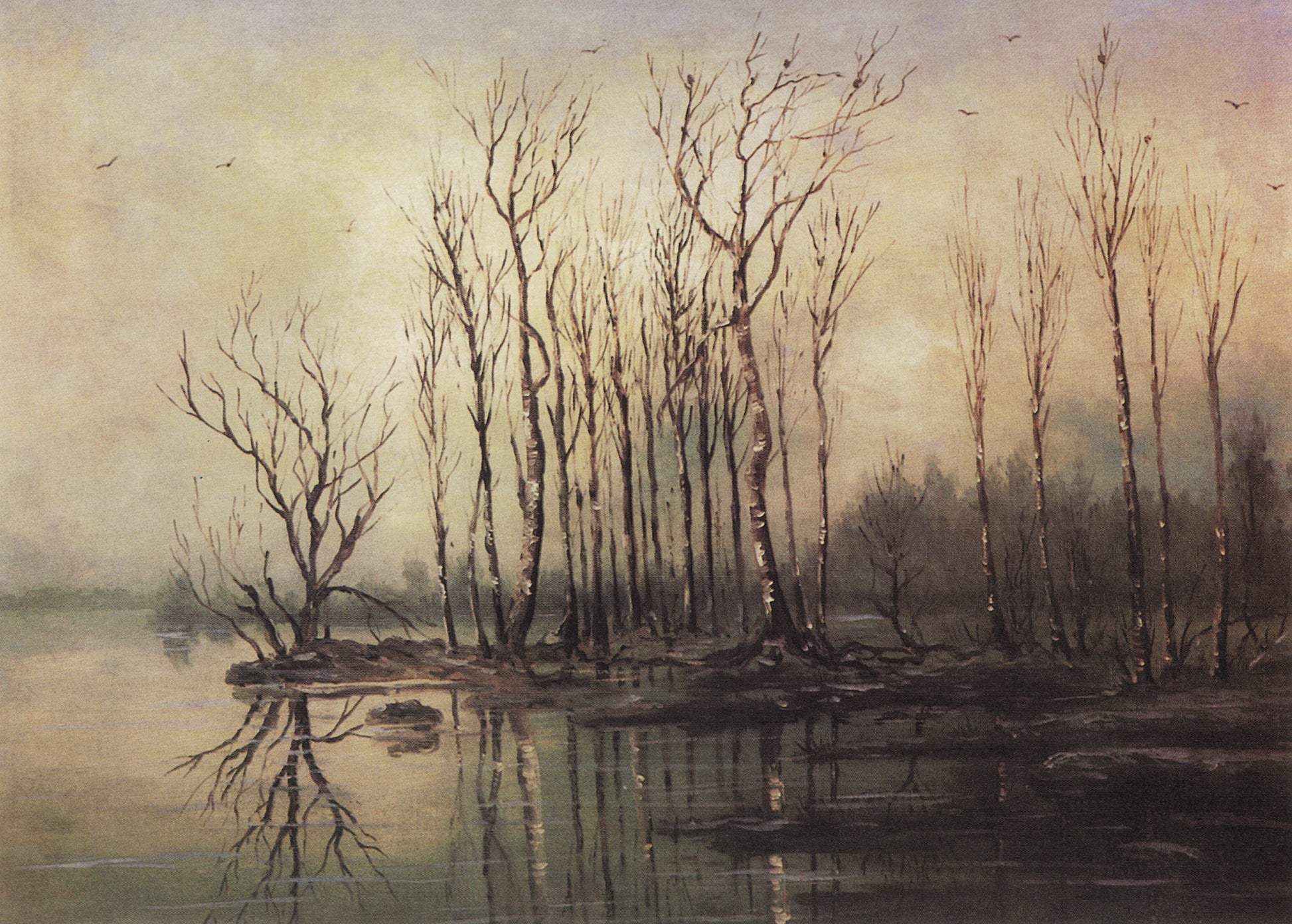 Early Spring. Flood, vintage artwork by Alexei Kondratyevich Savrasov, 12x8" (A4) Poster
