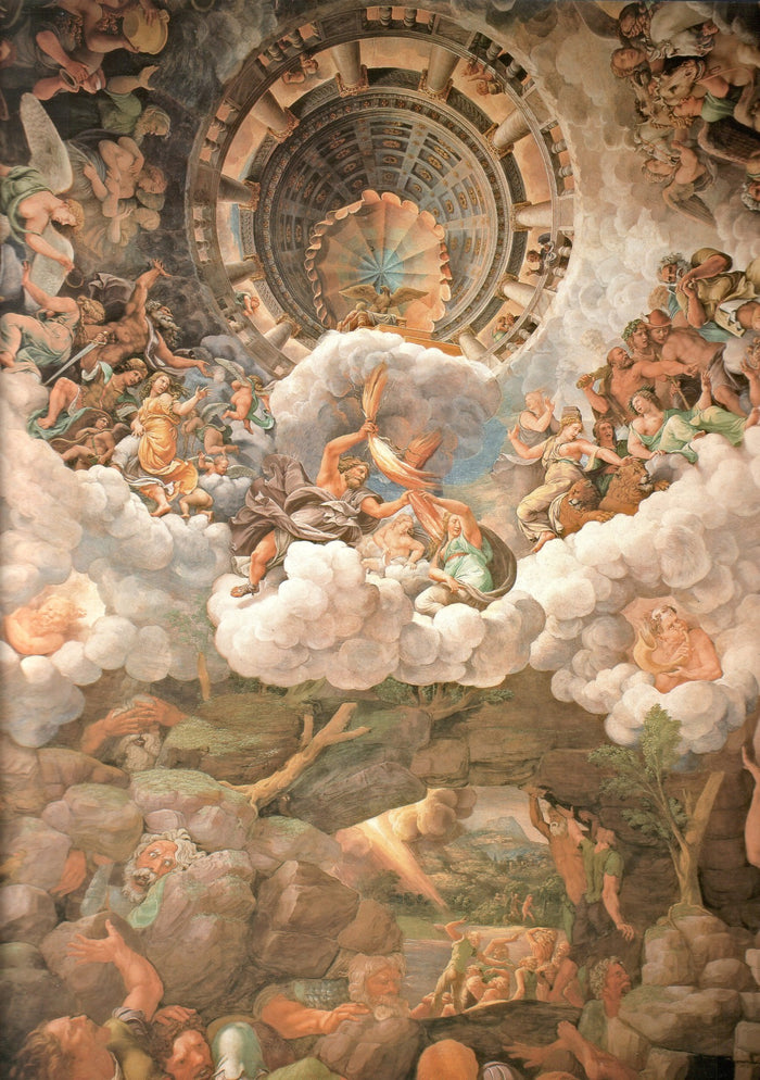 View of the Sala dei Giganti (Ceiling), vintage artwork by Giulio Romano, A3 (16x12