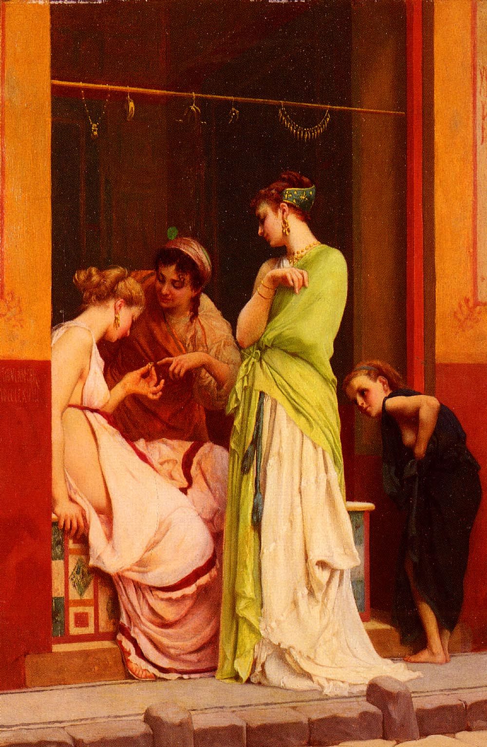 Jewelry Seller in Pompeii, vintage artwork by Gustave Boulanger, 12x8" (A4) Poster