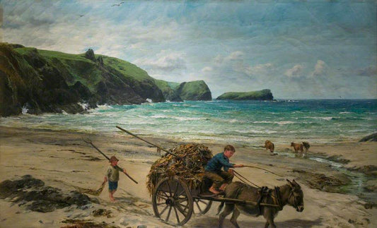 Carting for Farmer, Pengelly, Cornwall, vintage artwork by James Clarke Hook, R.A., A3 (16x12") Poster Print