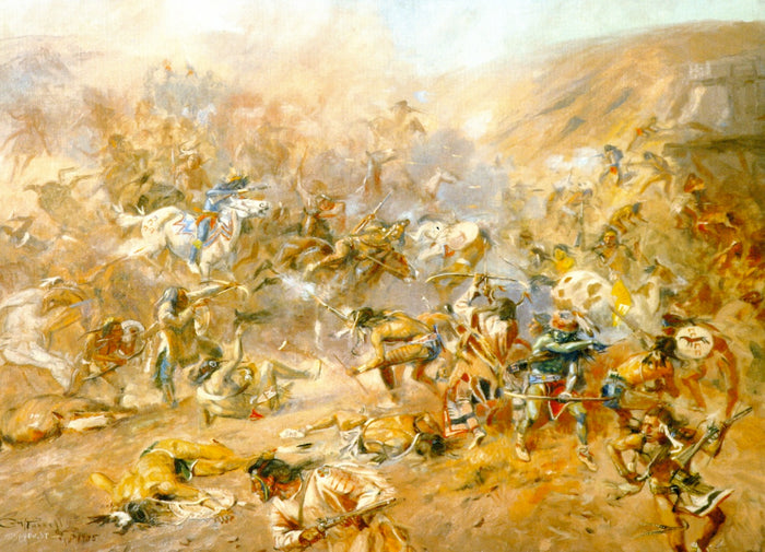 Battle of Belly River by Charles Marion Russell,A3(16x12