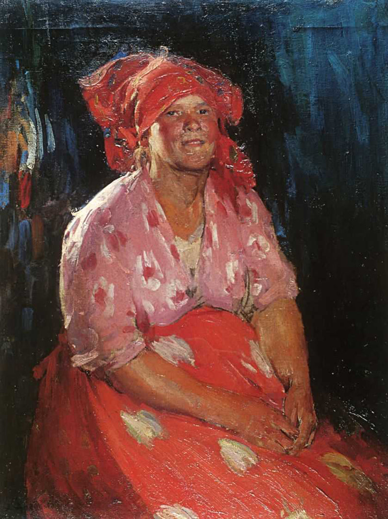 Woman in Pink by Abram Efimovich Arkhipov,A3(16x12")Poster