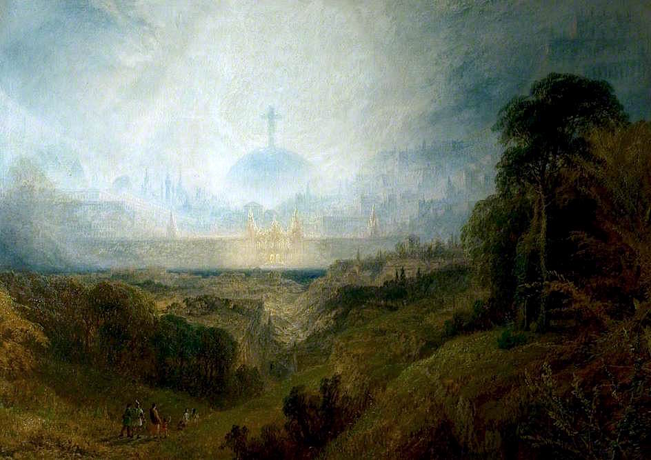 Pilgrims in Sight of the Celestial City, vintage artwork by Henry Dawson, A3 (16x12") Poster Print