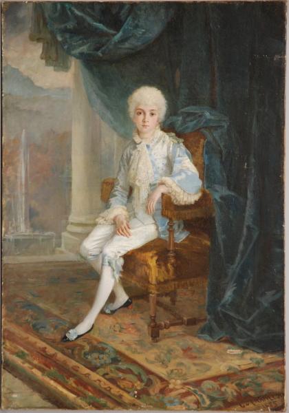 Seated Page, vintage artwork by Zoe-Laure de Chatillon, 12x8" (A4) Poster