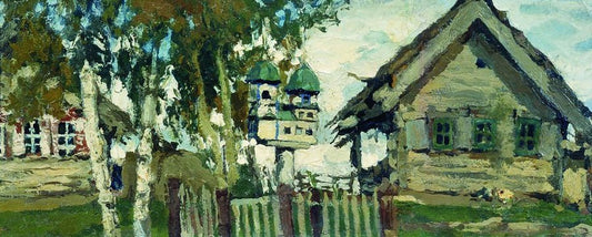 Village Belfry, vintage artwork by Leonard Turzhansky, 12x8" (A4) Poster