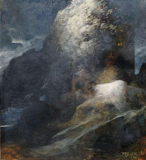 Nightly Island of the Dead, vintage artwork by Ferdinand Keller, 12x8" (A4) Poster