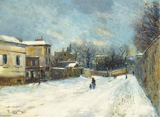 Montmartre with Snow by Paul Vogler,A3(16x12")Poster