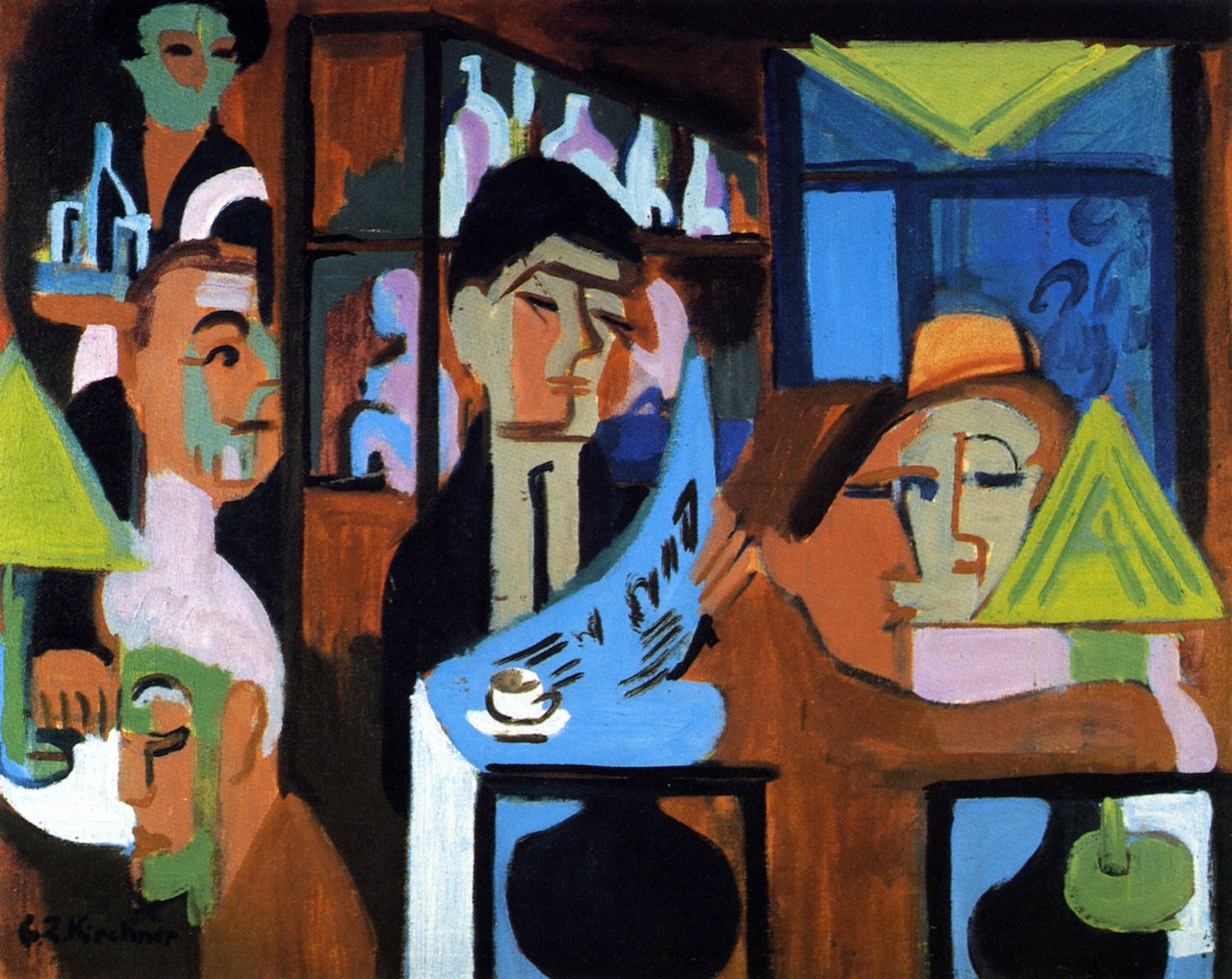 Davoser Cafe, vintage artwork by Ernst Ludwig Kirchner, 12x8" (A4) Poster