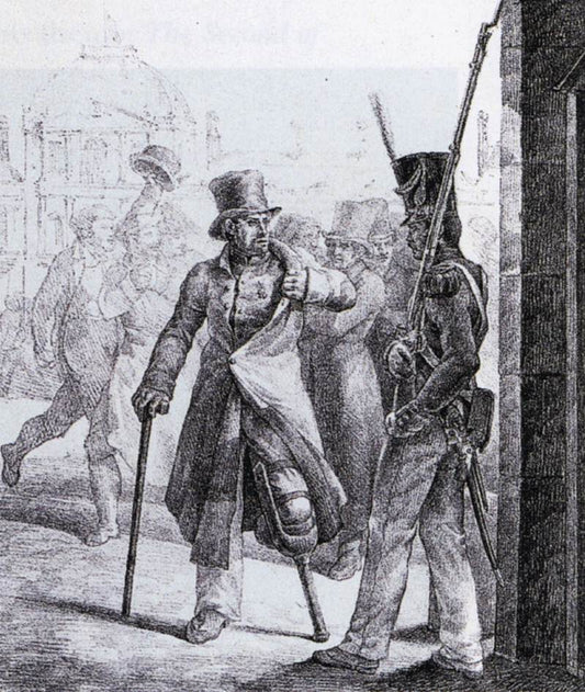 Swiss Guard and Wounded Veteran, vintage artwork by Theodore Gericault, 12x8" (A4) Poster