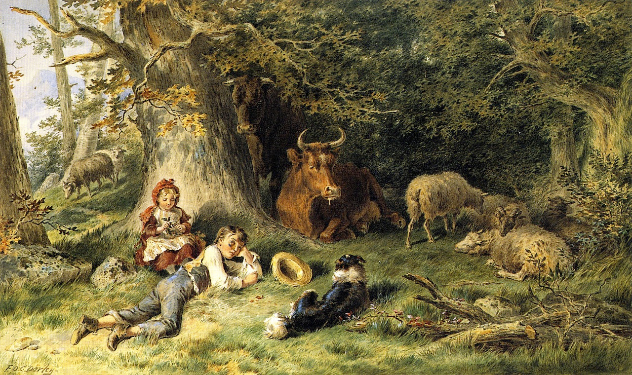 The Repose, vintage artwork by Felix Octavius Carr Darley, A3 (16x12") Poster Print