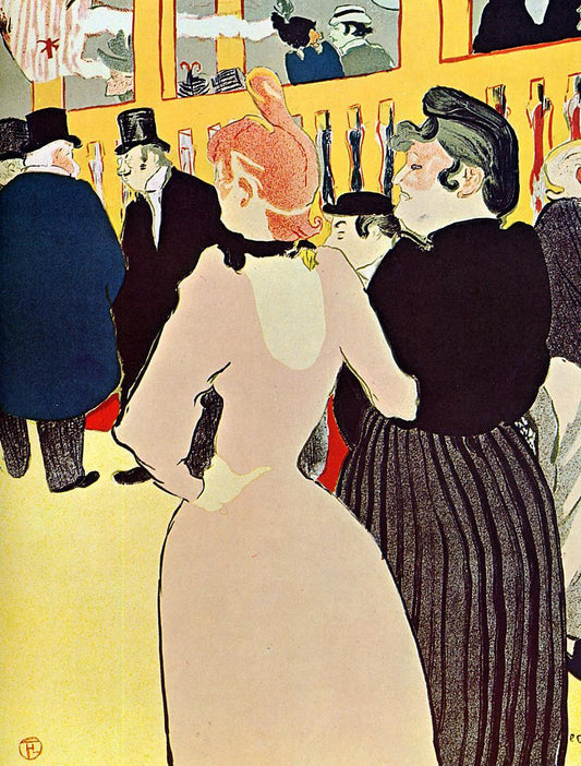 At the Moulin Rouge, La Goulue with Her Sister, vintage artwork by Henri de Toulouse-Lautrec, 12x8" (A4) Poster